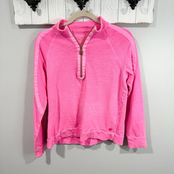 Lilly Pulitzer Tops - Lilly Pulitzer Ashlee Half Zip Pink Terry Pullover Size Small